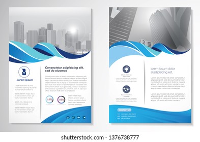 Template vector design for Brochure, AnnualReport, Magazine, Poster, Corporate Presentation, Portfolio, Flyer, infographic, layout modern with blue color size A4, Front and back, Easy to use and edit.
