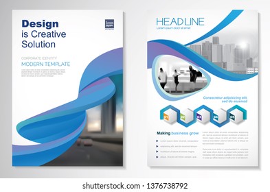 Template vector design for Brochure, AnnualReport, Magazine, Poster, Corporate Presentation, Portfolio, Flyer, infographic, layout modern with blue color size A4, Front and back, Easy to use and edit.