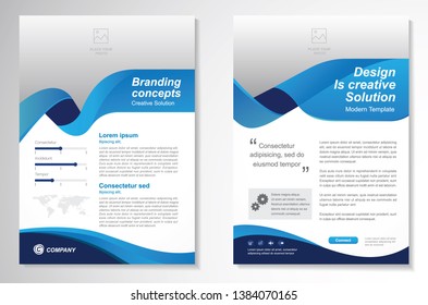 Template vector design for Brochure, AnnualReport, Magazine, Poster, Corporate Presentation, Portfolio, Flyer, infographic, layout modern with blue color size A4, Front and back, Easy to use and edit.