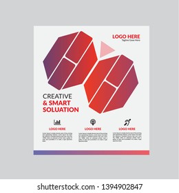 Template vector design for Brochure, AnnualReport, Magazine, Poster, Corporate Presentation, Portfolio, Flyer, infographic, layout modern with blue color size A4, Front and back, Easy to use and edit.
