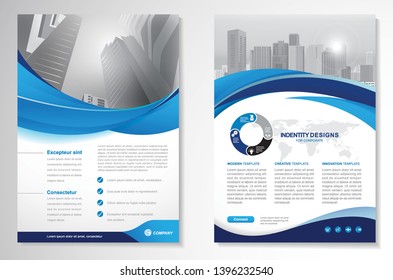 Template vector design for Brochure, AnnualReport, Magazine, Poster, Corporate Presentation, Portfolio, Flyer, infographic, layout modern with blue color size A4, Front and back, Easy to use and edit.