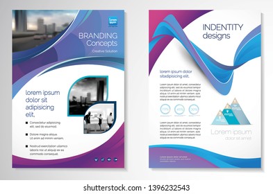 Template vector design for Brochure, AnnualReport, Magazine, Poster, Corporate Presentation, Portfolio, Flyer, infographic, layout modern with blue color size A4, Front and back, Easy to use and edit.