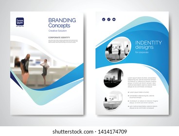 Template vector design for Brochure, AnnualReport, Magazine, Poster, Corporate Presentation, Portfolio, Flyer, infographic, layout modern with blue color size A4, Front and back, Easy to use and edit.