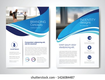 Template vector design for Brochure, AnnualReport, Magazine, Poster, Corporate Presentation, Portfolio, Flyer, infographic, layout modern with blue color size A4, Front and back, Easy to use and edit.