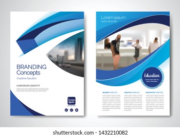 Template vector design for Brochure, AnnualReport, Magazine, Poster, Corporate Presentation, Portfolio, Flyer, infographic, layout modern with blue color size A4, Front and back, Easy to use and edit.