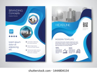 Template vector design for Brochure, AnnualReport, Magazine, Poster, Corporate Presentation, Portfolio, Flyer, infographic, layout modern with blue color size A4, Front and back, Easy to use and edit.