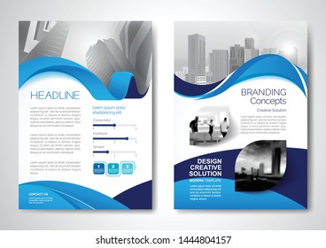 Template vector design for Brochure, AnnualReport, Magazine, Poster, Corporate Presentation, Portfolio, Flyer, infographic, layout modern with blue color size A4, Front and back, Easy to use and edit.