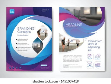 Template vector design for Brochure, AnnualReport, Magazine, Poster, Corporate Presentation, Portfolio, Flyer, infographic, layout modern with blue color size A4, Front and back, Easy to use and edit.