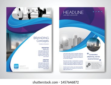 Template vector design for Brochure, AnnualReport, Magazine, Poster, Corporate Presentation, Portfolio, Flyer, infographic, layout modern with blue color size A4, Front and back, Easy to use and edit.