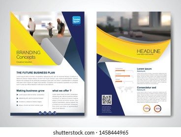 Template vector design for Brochure, AnnualReport, Magazine, Poster, Corporate Presentation, Portfolio, Flyer, infographic, layout modern with blue color size A4, Front and back, Easy to use and edit.