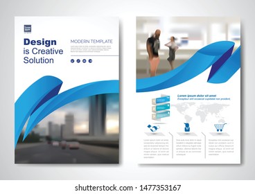 Template vector design for Brochure, AnnualReport, Magazine, Poster, Corporate Presentation, Portfolio, Flyer, infographic, layout modern with blue color size A4, Front and back, Easy to use and edit.