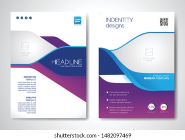 Template vector design for Brochure, AnnualReport, Magazine, Poster, Corporate Presentation, Portfolio, Flyer, infographic, layout modern with blue color size A4, Front and back, Easy to use and edit.