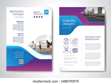 Template vector design for Brochure, AnnualReport, Magazine, Poster, Corporate Presentation, Portfolio, Flyer, infographic, layout modern with blue color size A4, Front and back, Easy to use and edit.