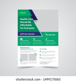 Template vector design for Brochure, AnnualReport, Magazine, Poster, Corporate Presentation, Portfolio, Flyer, infographic, layout modern with blue color size A4, Medical flyer Esy to use and edit.
