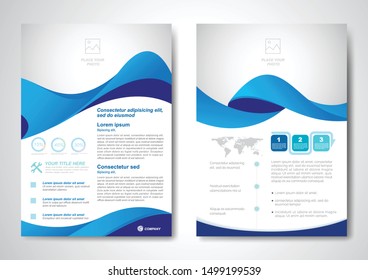 Template vector design for Brochure, AnnualReport, Magazine, Poster, Corporate Presentation, Portfolio, Flyer, infographic, layout modern with blue color size A4, Front and back, Easy to use and edit.