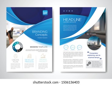 Template vector design for Brochure, AnnualReport, Magazine, Poster, Corporate Presentation, Portfolio, Flyer, infographic, layout modern with blue color size A4, Front and back, Easy to use and edit.