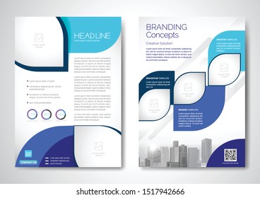 Diseño vectorial de plantilla para Folleto, Informe Anual, Revista, Afiche, Presentación Corporativa, Cartera, Volante, infografía, Diseño moderno de color azul A4, Delantero y posterior, Fácil de usar y editar.