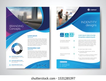 Template vector design for Brochure, AnnualReport, Magazine, Poster, Corporate Presentation, Portfolio, Flyer, infographic, layout modern with blue color size A4, Front and back, Easy to use and edit.