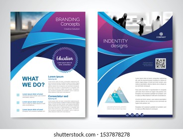 Template vector design for Brochure, AnnualReport, Magazine, Poster, Corporate Presentation, Portfolio, Flyer, infographic, layout modern with blue color size A4, Front and back, Easy to use and edit.