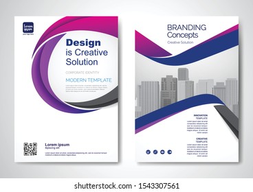 Template vector design for Brochure, AnnualReport, Magazine, Poster, Corporate Presentation, Portfolio, Flyer, infographic, layout modern with blue color size A4, Front and back, Easy to use and edit.