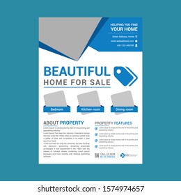 Template vector design for Brochure, AnnualReport, Magazine, Poster, Corporate Presentation, Portfolio, Flyer, infographic, layout modern with blue color size A4, Front and back, Easy to use and edit.