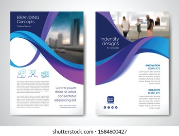 Template vector design for Brochure, AnnualReport, Magazine, Poster, Corporate Presentation, Portfolio, Flyer, infographic, layout modern with blue color size A4, Front and back, Easy to use and edit.