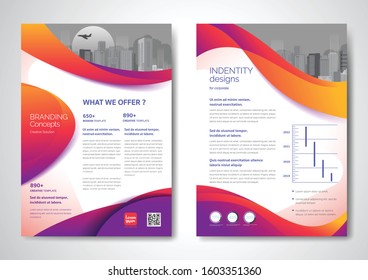 Template vector design for Brochure, AnnualReport, Magazine, Poster, Corporate Presentation, Portfolio, Flyer, infographic, layout modern with blue color size A4, Front and back, Easy to use and edit.