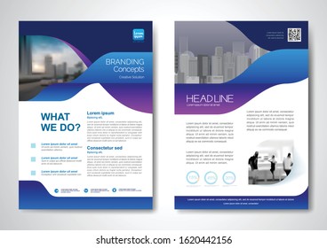 Template vector design for Brochure, AnnualReport, Magazine, Poster, Corporate Presentation, Portfolio, Flyer, infographic, layout modern with blue color size A4, Front and back, Easy to use and edit.