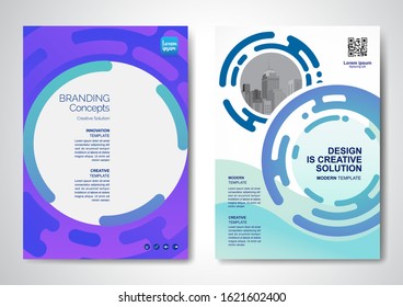Template vector design for Brochure, AnnualReport, Magazine, Poster, Corporate Presentation, Portfolio, Flyer, infographic, layout modern with blue color size A4, Front and back, Easy to use and edit.