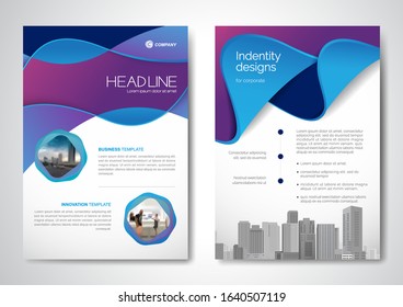 Template vector design for Brochure, AnnualReport, Magazine, Poster, Corporate Presentation, Portfolio, Flyer, infographic, layout modern with blue color size A4, Front and back, Easy to use and edit.