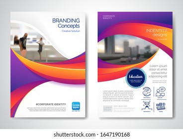 Template vector design for Brochure, AnnualReport, Magazine, Poster, Corporate Presentation, Portfolio, Flyer, infographic, layout modern with blue color size A4, Front and back, Easy to use and edit.