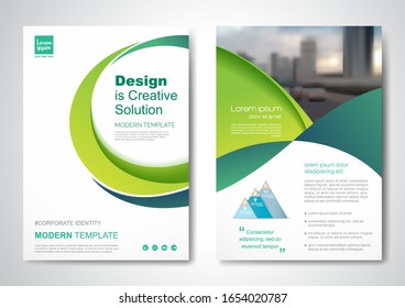 Template vector design for Brochure, AnnualReport, Magazine, Poster, Corporate Presentation, Portfolio, Flyer, infographic, layout modern with green color size A4, Front and back, Easy to use.