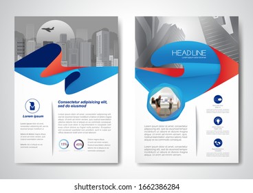 Template vector design for Brochure, AnnualReport, Magazine, Poster, Corporate Presentation, Portfolio, Flyer, infographic, layout modern with blue color size A4, Front and back, Easy to use and edit.
