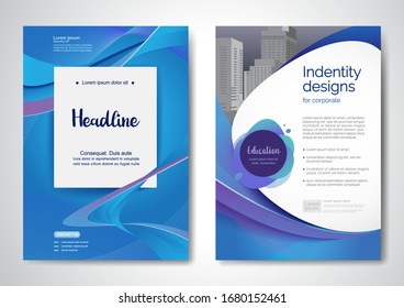 Template vector design for Brochure, AnnualReport, Magazine, Poster, Corporate Presentation, Portfolio, Flyer, infographic, layout modern with blue color size A4, Front and back, Easy to use and edit.