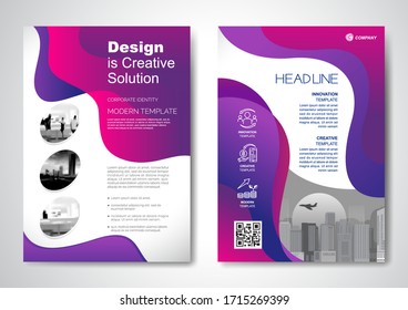 Template vector design for Brochure, AnnualReport, Magazine, Poster, Corporate Presentation, Portfolio, Flyer, infographic, layout modern with blue color size A4, Front and back, Easy to use and edit.