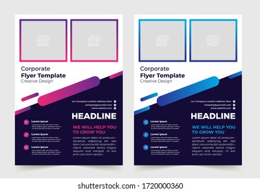 Template vector design for Brochure, AnnualReport, Magazine, Poster, Corporate Presentation, Portfolio, Flyer, infographic, layout modern with Orange color size A4, Front and back.