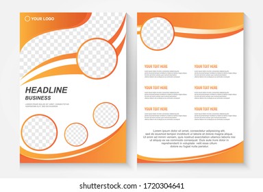 Diseño vectorial de plantilla para Brochure, AnnualReport, Magazine, Poster,Portfolio,infográfico, diseño moderno con el tamaño de color naranja A4, Delantero y posterior, Fácil de usar.