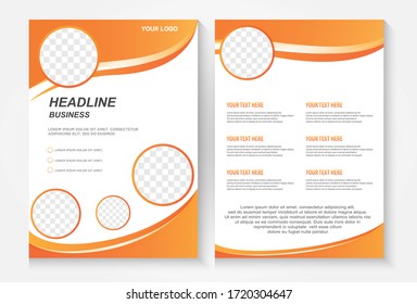 Diseño vectorial de plantilla para Brochure, AnnualReport, Magazine, Poster,Portfolio,infográfico, diseño moderno con el tamaño de color naranja A4, Delantero y posterior, Fácil de usar.