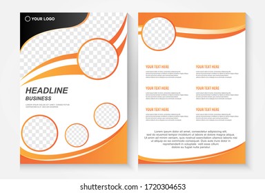 Template vector design for Brochure, AnnualReport, Magazine, Poster,Portfolio,infographic, layout modern with Orange color size A4, Front and back, Easy to use.