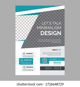Template vector design for Brochure, AnnualReport, Magazine, Poster, Corporate Presentation, Portfolio, Flyer, infographic, layout modern with blue color size A4, Front and back, Easy to use and edit.