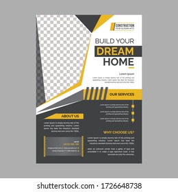 Template vector design for Brochure, AnnualReport, Magazine, Poster, Corporate Presentation, Portfolio, Flyer, infographic, layout modern with blue color size A4, Front and back, Easy to use and edit.