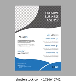 Template vector design for Brochure, AnnualReport, Magazine, Poster, Corporate Presentation, Portfolio, Flyer, infographic, layout modern with blue color size A4, Front and back, Easy to use and edit.