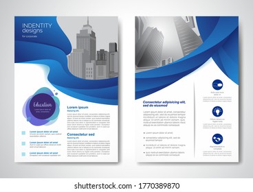 Template vector design for Brochure, AnnualReport, Magazine, Poster, Corporate Presentation, Portfolio, Flyer, infographic, layout modern with blue color size A4, Front and back, Easy to use and edit.