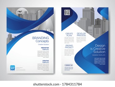 Template vector design for Brochure, AnnualReport, Magazine, Poster, Corporate Presentation, Portfolio, Flyer, infographic, layout modern with blue color size A4, Front and back, Easy to use and edit.