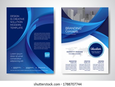 Template vector design for Brochure, AnnualReport, Magazine, Poster, Corporate Presentation, Portfolio, Flyer, infographic, layout modern with blue color size A4, Front and back, Easy to use and edit.