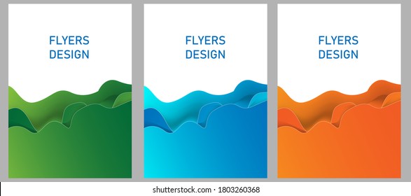 Diseño vectorial de plantilla para Brochure, AnnualReport, Magazine, Poster, Presentación Corporativa, Cartera, Volante, diseño moderno con colores azul, verde y naranja. Conjunto de fondo vectorial. EPS 10