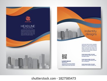 Template vector design for Brochure, AnnualReport, Magazine, Poster, Corporate Presentation, Portfolio, Flyer, infographic, layout modern with Orange color size A4, Front and back, Easy to use.