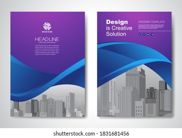 Template vector design for Brochure, AnnualReport, Magazine, Poster, Corporate Presentation, Portfolio, Flyer, infographic, layout modern with blue color size A4, Front and back, Easy to use and edit.