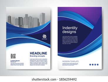 Template vector design for Brochure, AnnualReport, Magazine, Poster, Corporate Presentation, Portfolio, Flyer, infographic, layout modern with blue color size A4, Front and back, Easy to use and edit.