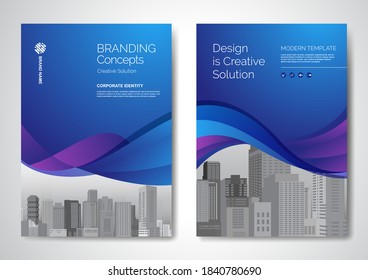 Template vector design for Brochure, AnnualReport, Magazine, Poster, Corporate Presentation, Portfolio, Flyer, infographic, layout modern with blue color size A4, Front and back, Easy to use and edit.